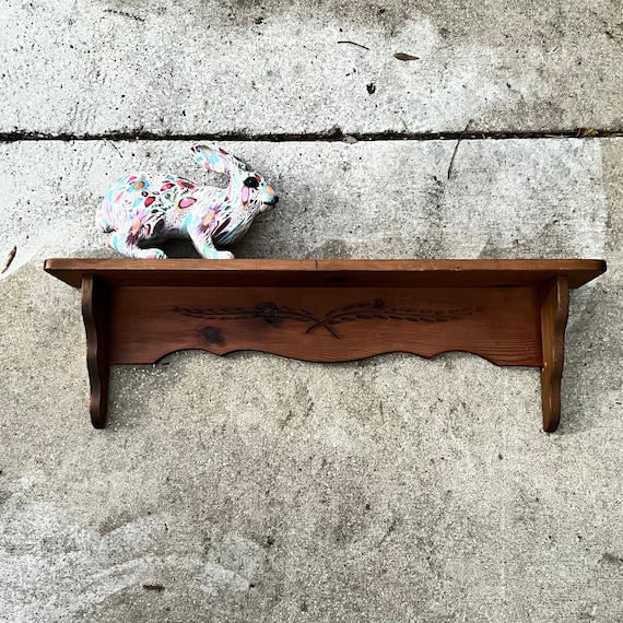 Vintage wood outlet wall shelf