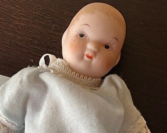 Antique German Boy Baby Doll Miniature Hertwig 1920's