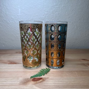 Sold Separately, Vintage 1960s Culver Flat Tumbler,Midcentury MCM,Barware,Valencia,Pisa Design,Cocktail Glass,22K Gold,Highball,Hollywood Re