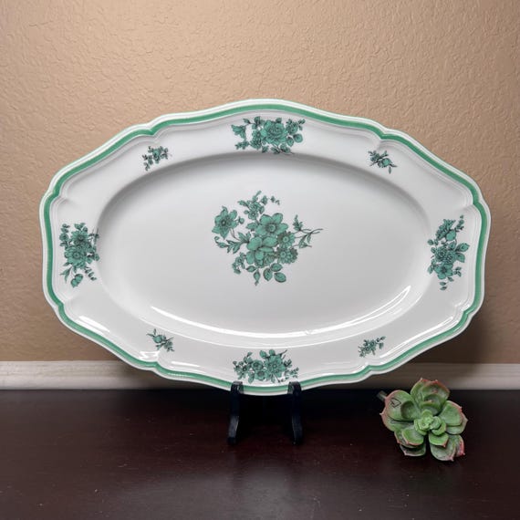 Vintage 1950's Rosenthal China Chippendale Green Bloom Octagonal