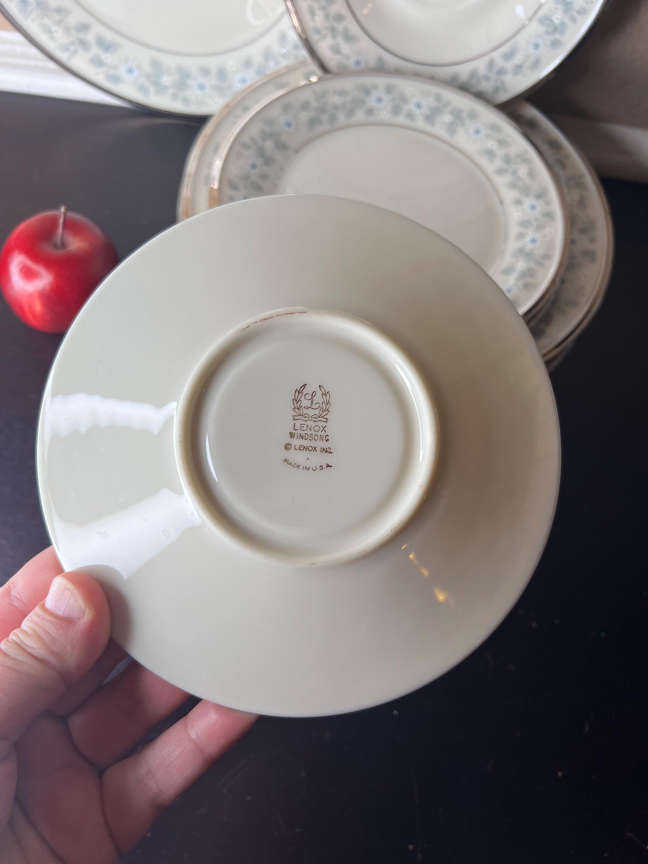Vintage 1965-1993 Lenox USA 'windsong' Salad Plate, Saucer, Bread