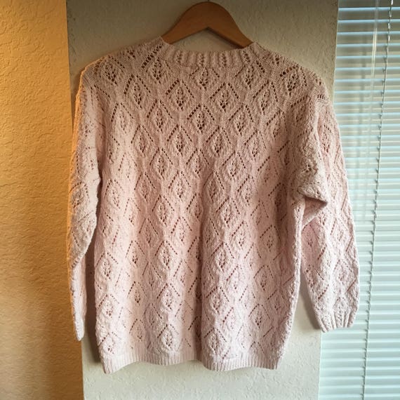 Vintage Rino Rossi Diamond Knit Cotton Top in Ros… - image 4