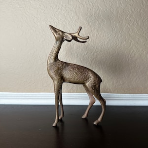 Vintage MCM Brass Reindeer, Deer, Antlers, Bambi, Christmas Decor, Naturalist, Buck, Hunting Lodge, Western Style, Hunter Gift, Boyfriend