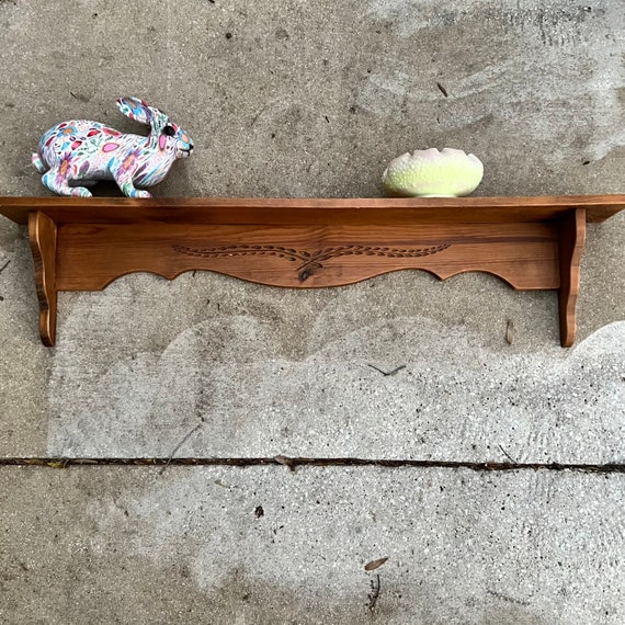 Vintage wood outlet wall shelf