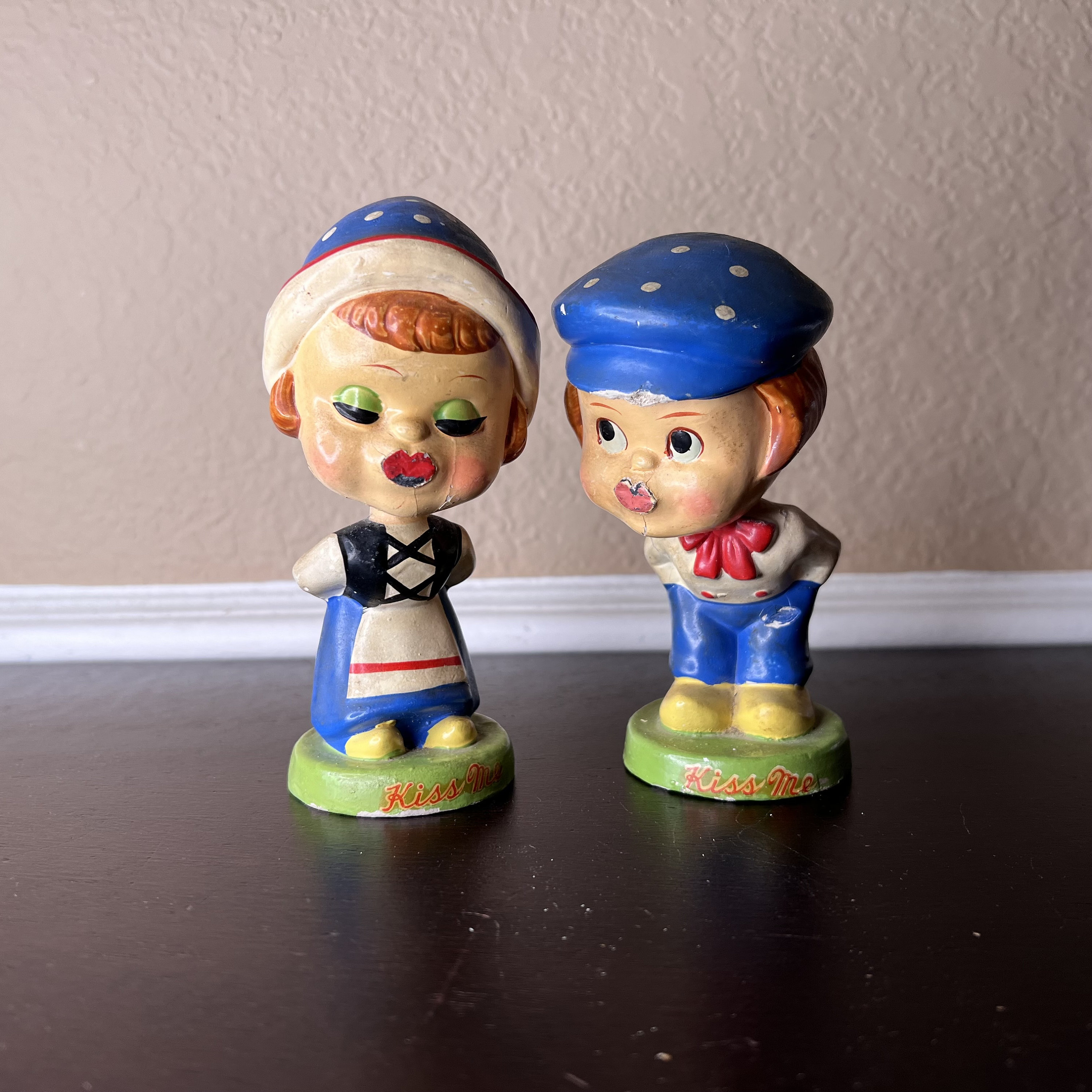 【希少】ベッシー ピーズ ガットマン 瀬戸ノベルティ 陶器製 子供フィギュア Vintage 1950's Dutch Boy & Girl “kiss Me” Bobble Head Pair