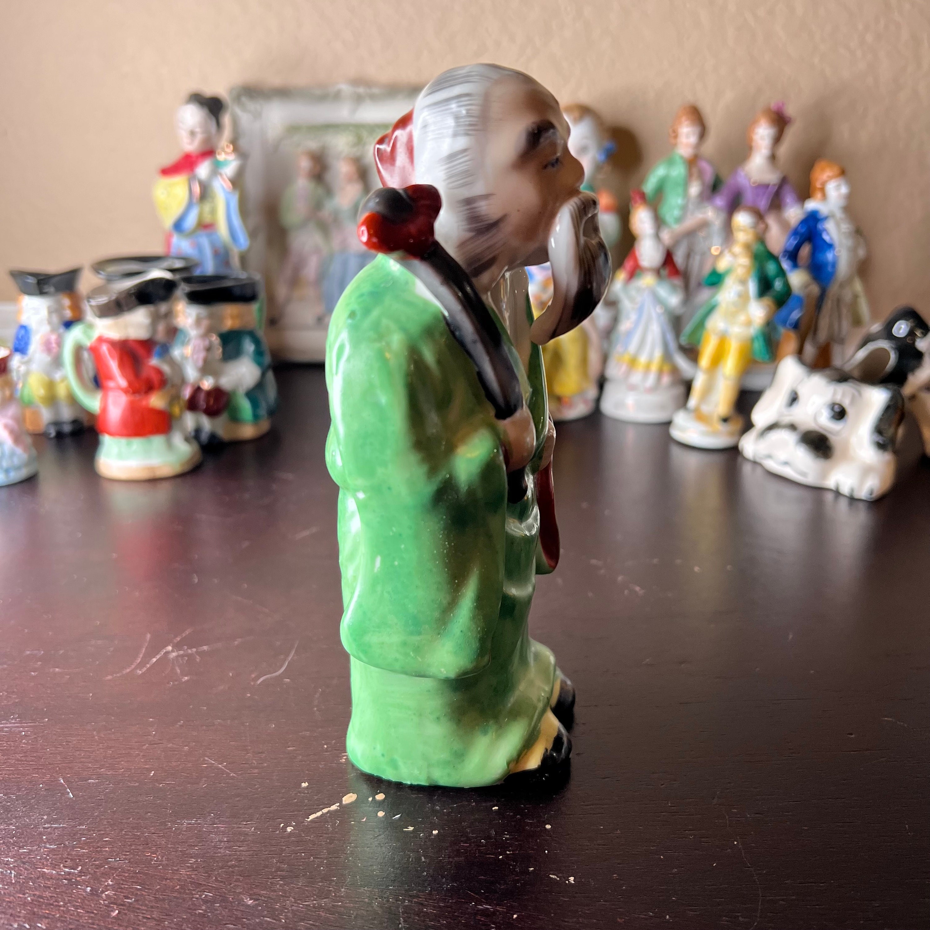 老人と子供の置物 Vintage 1940's Made in Occupied Japan Wise Old Man Figurine