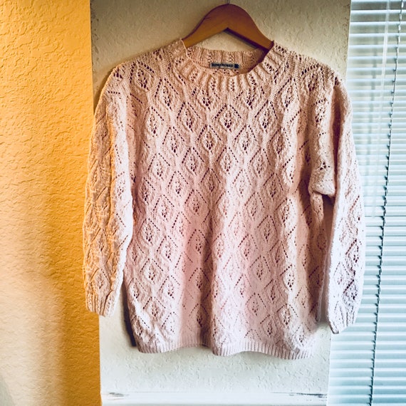 Vintage Rino Rossi Diamond Knit Cotton Top in Ros… - image 1