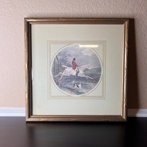 Vintage Framed Hunt Scene Print, William Joseph Shayer, Return Home Jumping, Here Come The Hounds, Southern Style Decor, Art, British Colo