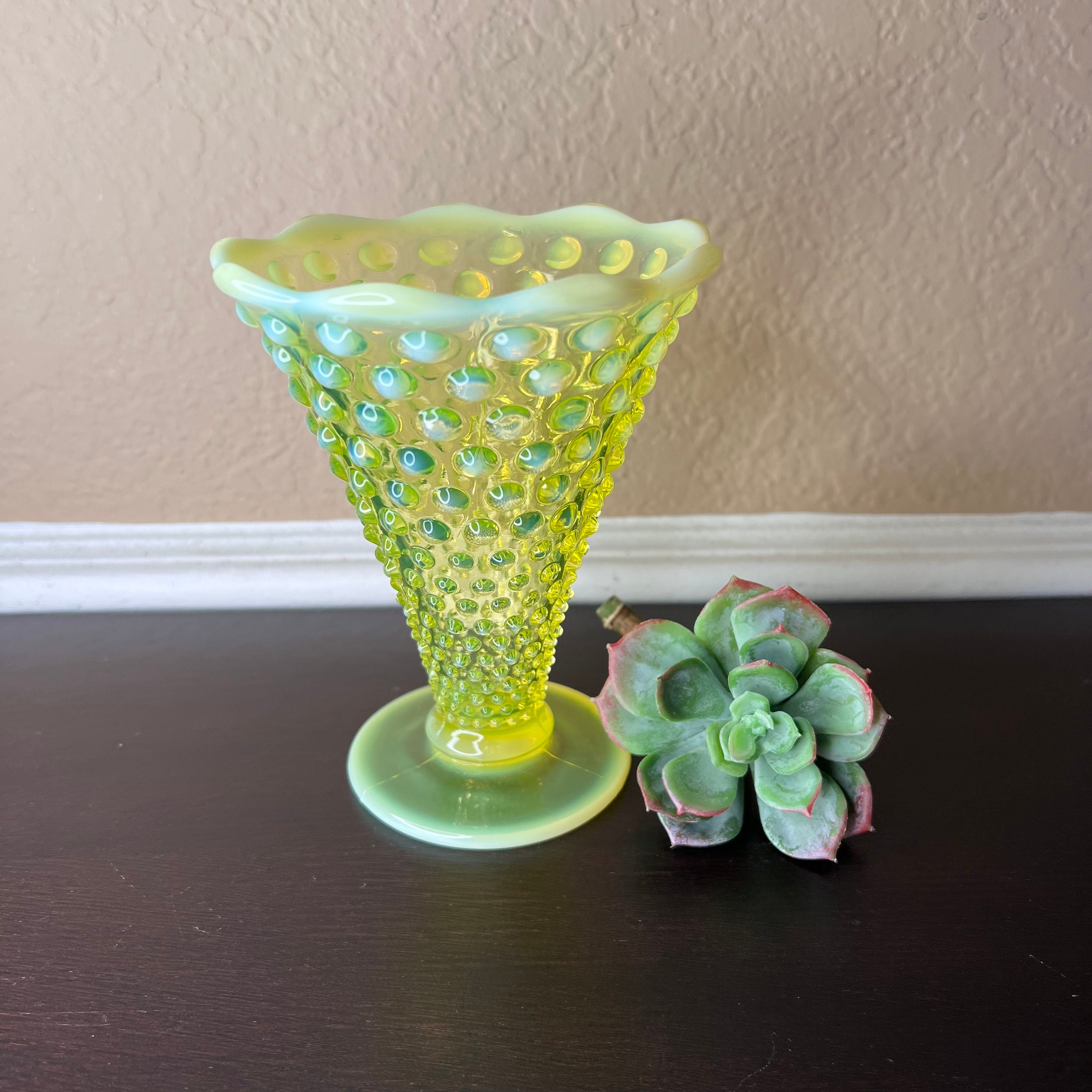 フェントングラス ピッチャー 手作り ガラス 花瓶❤️