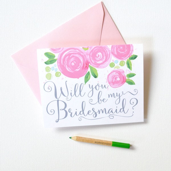 Will You Be My Bridesmaid, Bridesmaid Proposal Card, Floral Bridesmaid Card, Bridal Party Gift, Flower Girl, Maid of Honor, Bridesman