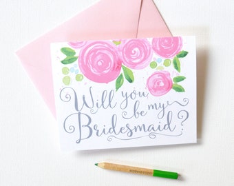 Will You Be My Bridesmaid, Bridesmaid Proposal Card, Floral Bridesmaid Card, Bridal Party Gift, Flower Girl, Maid of Honor, Bridesman