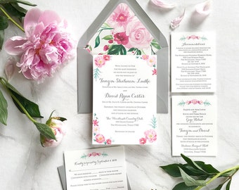 Custom Wedding Invitations, Custom Wedding Invitation Design, Watercolor Invitation Suite, Letterpress Wedding Invitation Set - Sample Pack