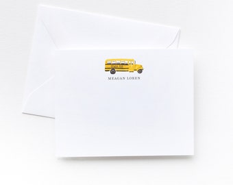 School Bus Personalized Stationery | Personalized Notecard Set of 10 | Personalized Stationary | Bus Driver Personalized Card Set