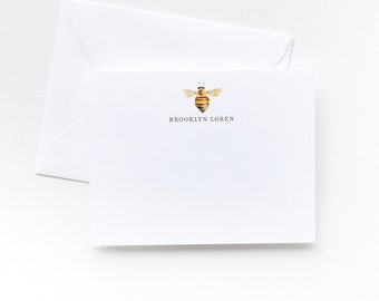 Illustrated Bee Personalized Stationery | Bee Personalized Notecard Set of 10 | Personalized Stationary | Bumble Bee Personalized Set