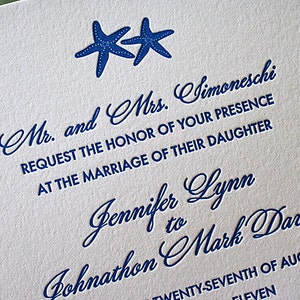 Letterpress Wedding Invitations Starfish  - Sample Pack