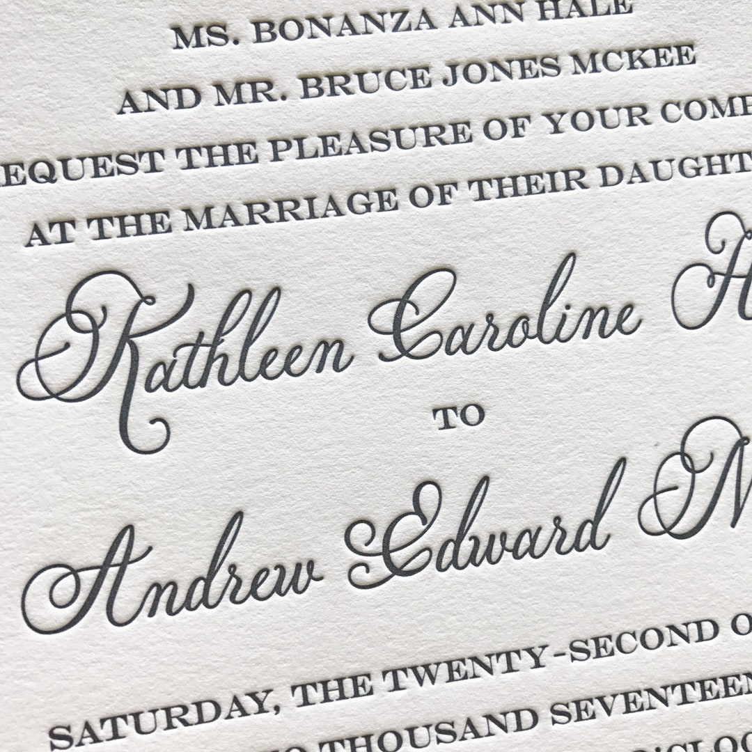 Letterpress Wedding Invitations Kathleen Sample Pack Etsy