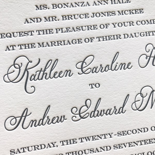 Letterpress Wedding Invitations Kathleen - Sample Pack