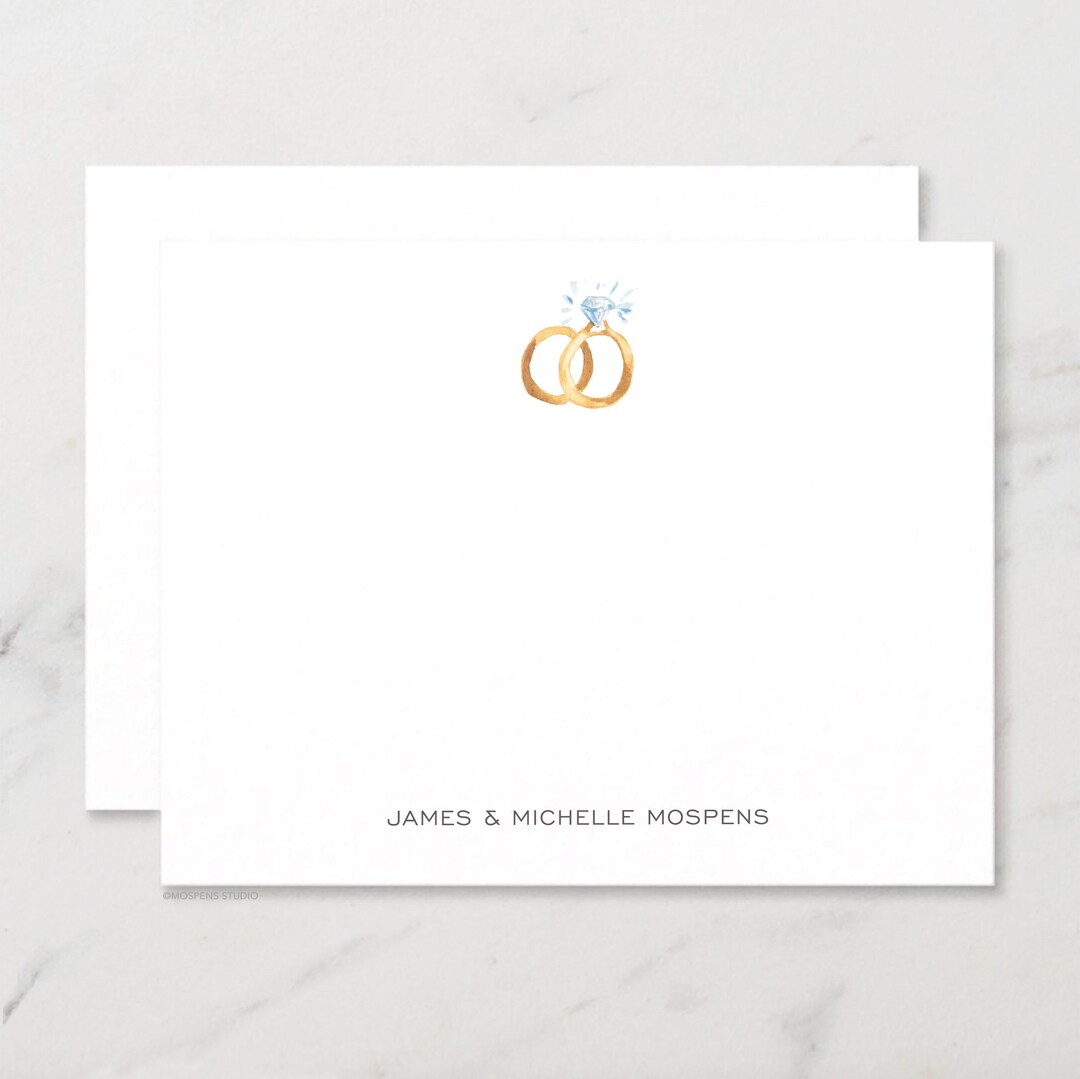 Wedding Rings Personalized Stationery Wedding Thank You Cards Bridal ...