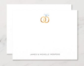 Wedding Rings Personalized Stationery Wedding Thank you Cards Bridal Shower Set of 10 Note Cards with Envelopes