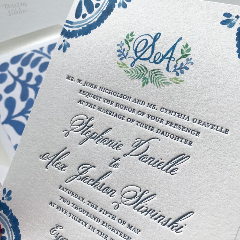 Spanish Talavera Wedding Invitation Destination Wedding Etsy