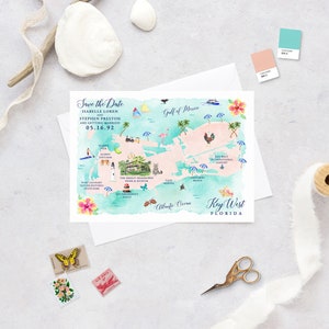 Save The Date Cards, Key West Save the Date Cards, Destination Wedding Save the Date Map, Beach Wedding Save the Date, Key West Map