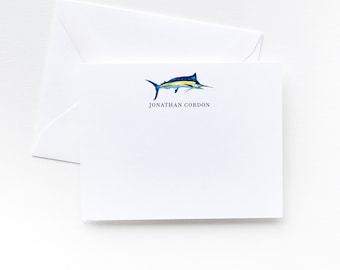 Fish Personalized Stationery | Personalized Stationery Cards Set of 10 | Personalized Note Cards | Marlin Stationery | Boy Stationery