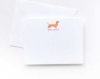 Dog Personalized Stationery | Dachshund Personalized Stationery Set of 10 | Personalized Notecards, Baby Boy Stationary | Dog Gift