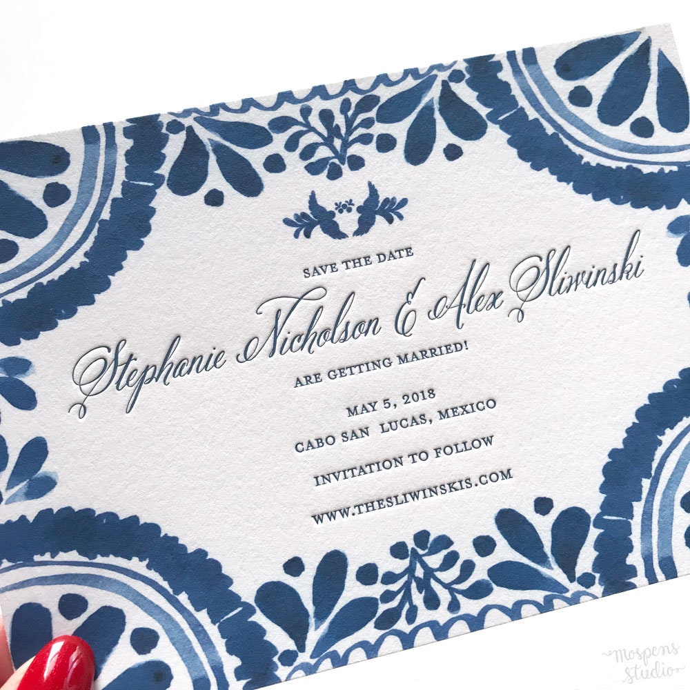 Destination Wedding Invitation, Spanish Talavera Pottery Inspired ...