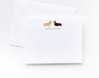 Corgi Dogs Personalized Stationery Set | Personalized Stationery Set of 10 | Stationary Personalized | Personalized Thank You Cards