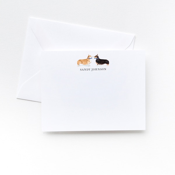 Corgi Dogs Personalized Stationery Set Gift | Personalized Stationery Set of 10 | Stationary Personalized | Personalized Thank You Cards