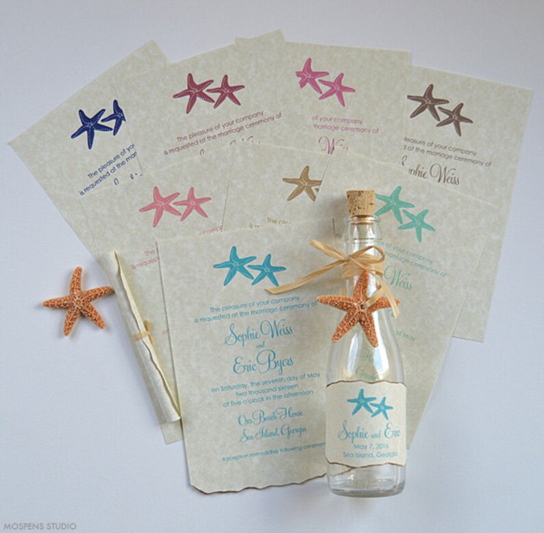 Beach Wedding Invitations Bottle Invitations Beach Wedding Etsy