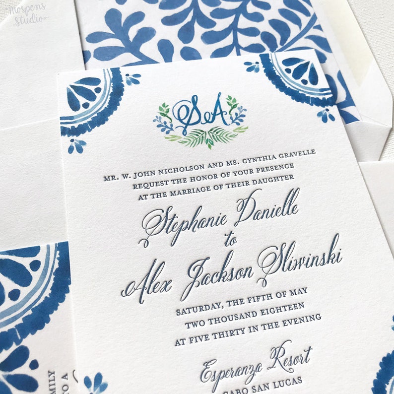 Destination Wedding Invitation Spanish Talavera Pottery Etsy