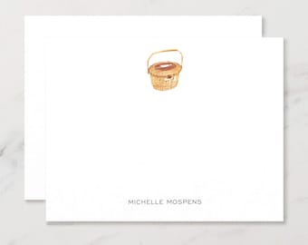 Nantucket Basket Personalized Stationery New England East Coast Chic Notecard Set of 10 Thank You Cards with Envelopes