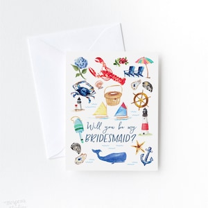 Tarjeta "¿Serás mi dama de honor?", Tarjeta de propuesta de dama de honor, Tarjeta de dama de honor náutica, Regalo para la fiesta nupcial, Niña de las flores, Dama de honor, Dama de honor
