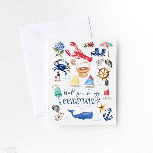 Tarjeta "¿Serás mi dama de honor?", Tarjeta de propuesta de dama de honor, Tarjeta de dama de honor náutica, Regalo para la fiesta nupcial, Niña de las flores, Dama de honor, Dama de honor