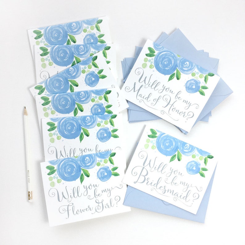 Will You Be My Bridesmaid Card Maid of Honor Floral Bridesmaid Card Bridesmaid Proposal Card Flower Girl Bridesman Bridal Party Gift
