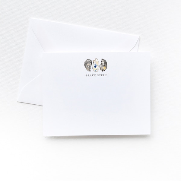 Oyster Shells Personalized Stationery | Personalized Notecard Set of 10 | Nautical Personalized Stationary | Personalized Card Set