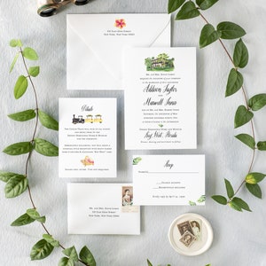 Florida Wedding Invitation - Key West Wedding Invitations - Watercolor Wedding - Modern Wedding - Ernest Hemingway Home Watercolor - Printed