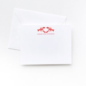 Lobster Coastal Love Notes | Personalized Notecard Set of 10 | Heart Stationery | Personalized Card Set