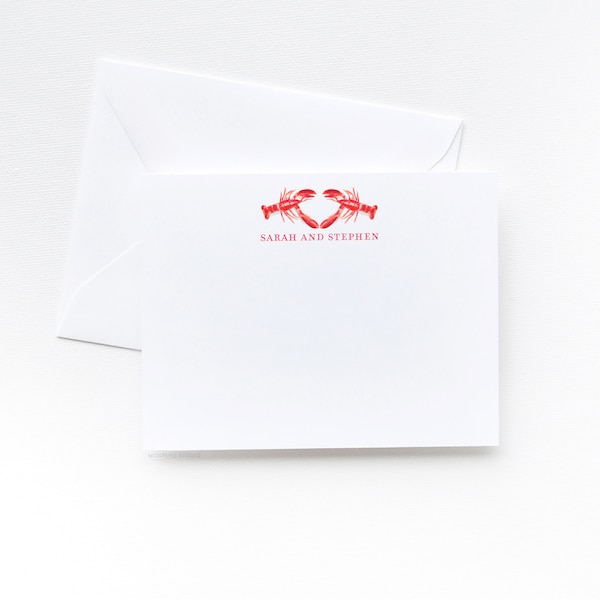 Lobster Coastal Love Notes | Personalized Notecard Set of 10 | Heart Stationery | Personalized Card Set