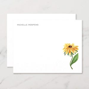 Floral Personalized Stationery Yellow Botanical Chic Custom Notecard Set of 10 Thank You Cards with Envelopes