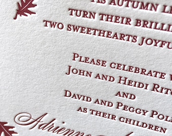 Fall Letterpress Wedding Invitations - Sample Pack