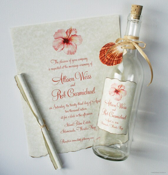 Items similar to Message in a Bottle Invitations - Bottle Wedding