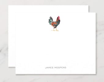 Rooster Chicken Personalized Stationery Custom Farmer Notecard Set of 10 Thank You Cards with Envelopes