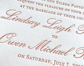 Peachey Letterpress Wedding Invitations - Sample Pack