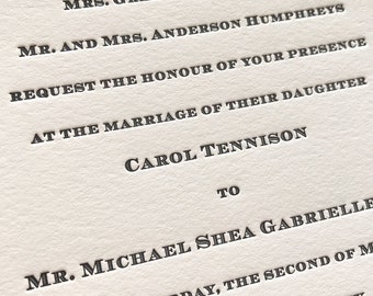 Gabrielle Elegant Letterpress Wedding Invitations - Sample Pack