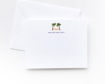 Personalized Palm Trees Note Cards | Watercolor Beach Note Cards | Personalized Stationery Set | Note Cards with Palm Trees