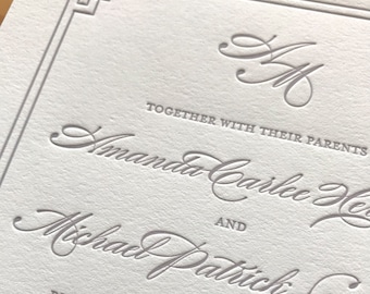 Snell Elegant Letterpress Wedding Invitations - Sample Pack