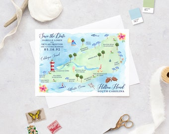 Save The Date Cards, Hilton Head Island Map Save The Date Cards, Hilton Head Map Save The Dates