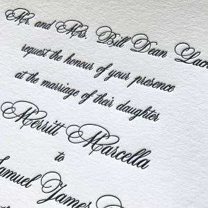 Letterpress Wedding Invitations Morgan - Sample Pack